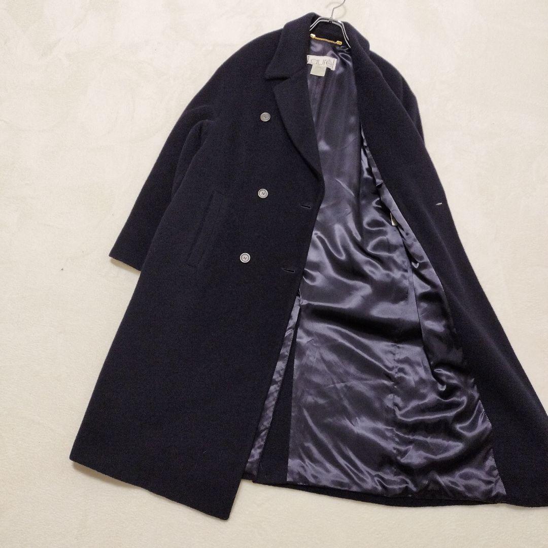 アルパカ　モヘヤ　ダブル　ロングコート　ネイビー　紺色　ダブルブレスト　大きい