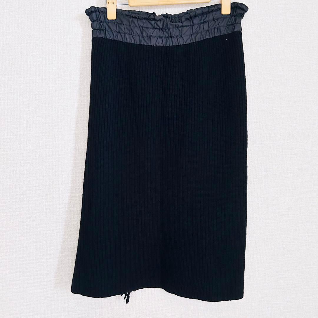 【美品】sacai サカイ ウールスカート 高級ブランド 毛100% 日本製 黒
