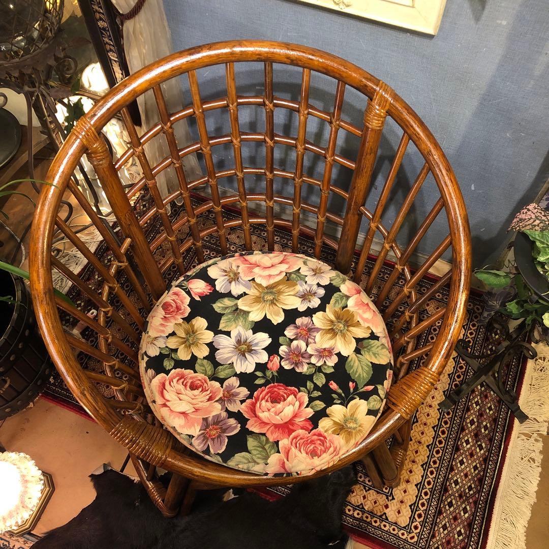 古家具ビンテージ　籐ラタン　シングルチェア 椅子 ラタンチェア
