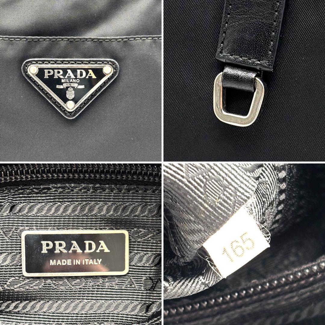美品 プラダ トートバッグ 三角ロゴ A4 肩掛け可 ファスナー開閉 白タグ 黒