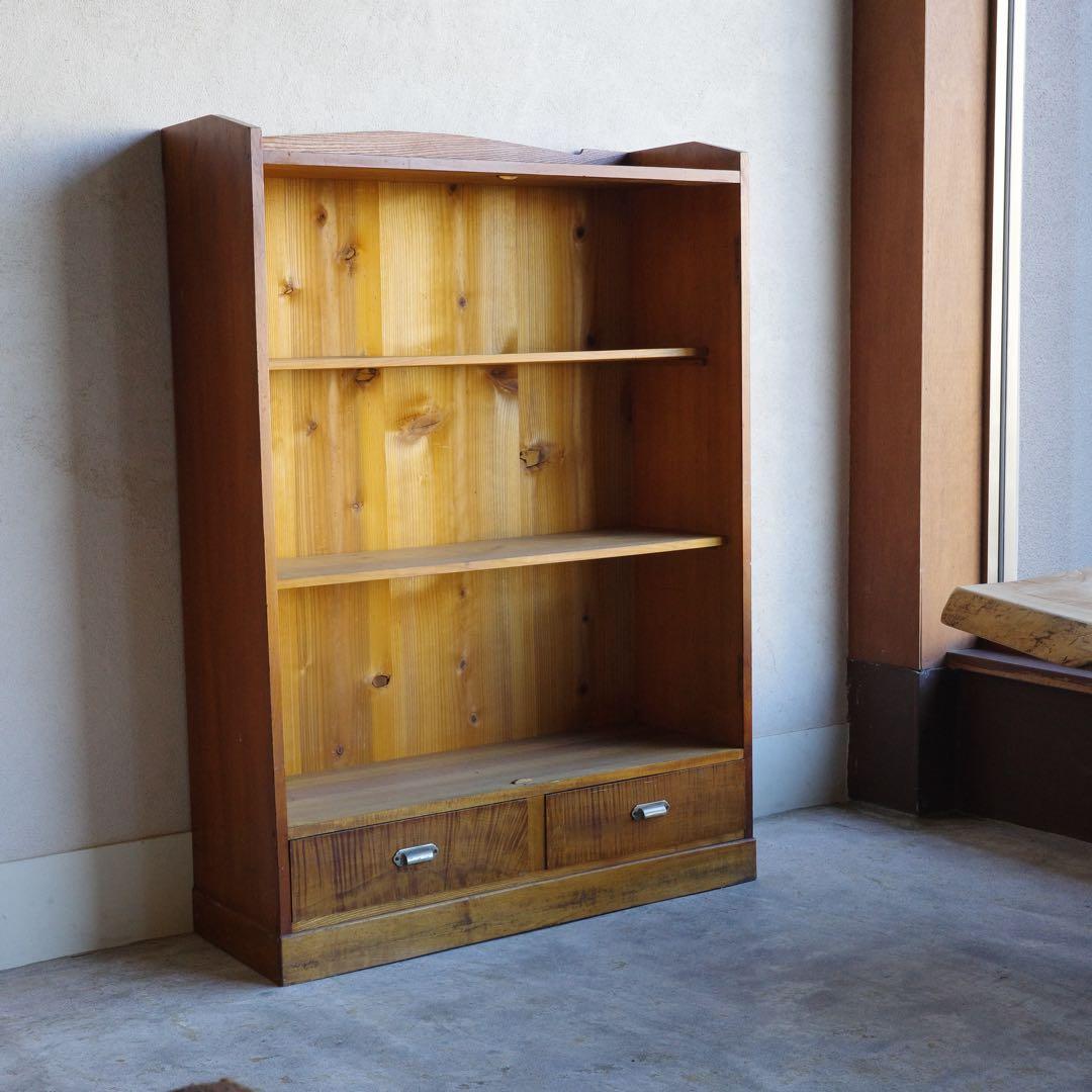 古いレトロな棚　本棚　収納棚　オープンラック