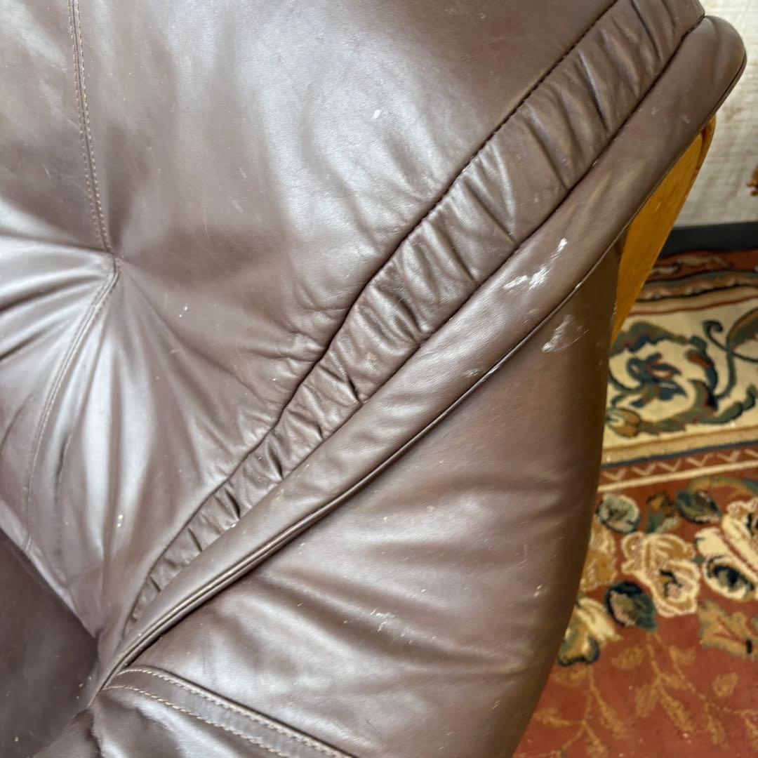 北欧レトロ オランダアンティーク オーク材 無垢材 レザーソファー アームチェア