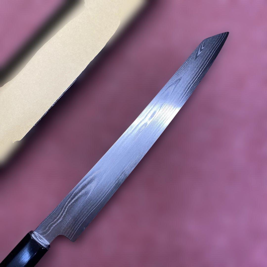 ハイカーボンステンレス鋼　勘所切付柳刃包丁　225㎜　7.5寸