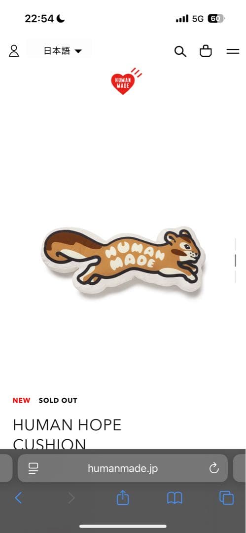 【稀少価値】 HUMAN HOPE CUSHION j-hope 完売商品