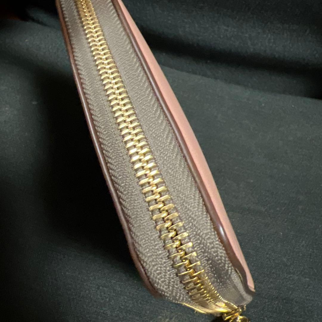 【美品】ステラマッカートニー★ラウンドファスナー二つ折り財布 ピンクベージュ