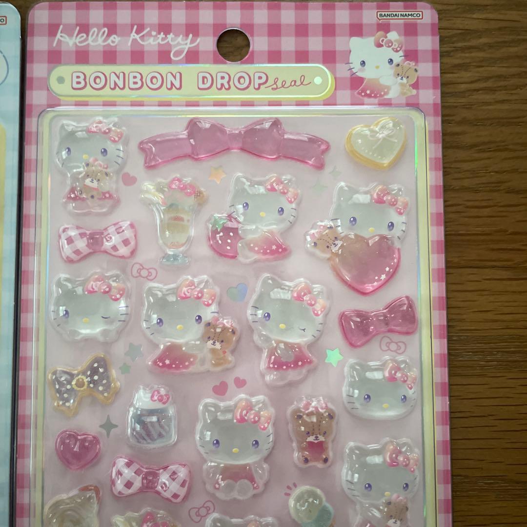 正規品◎ボンボンドロップシール4点セット　キティ赤•ピンク、はぴだん、シナモン