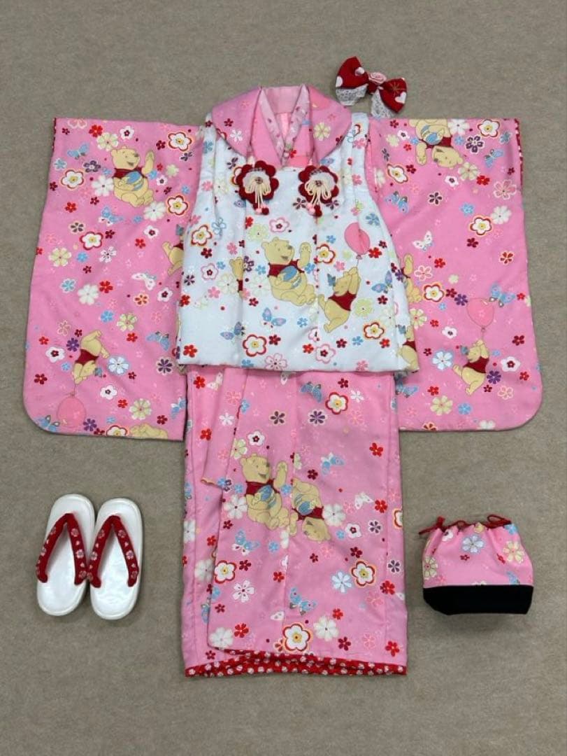 ぺんこ　3才　七五三　ディズニー　プーさん着物セット