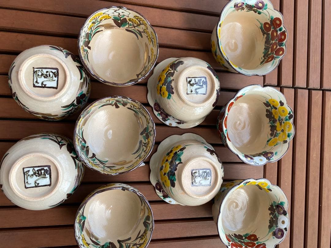 乾山写万寿菊5客秋草向付5客　合計10客 清水焼　新品未使用