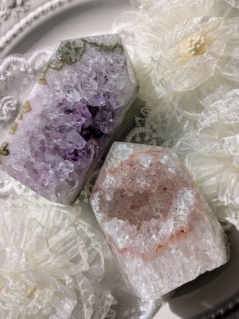 希少　ピンク✕ホワイト　♡瑪瑙タワー　ジオード♡