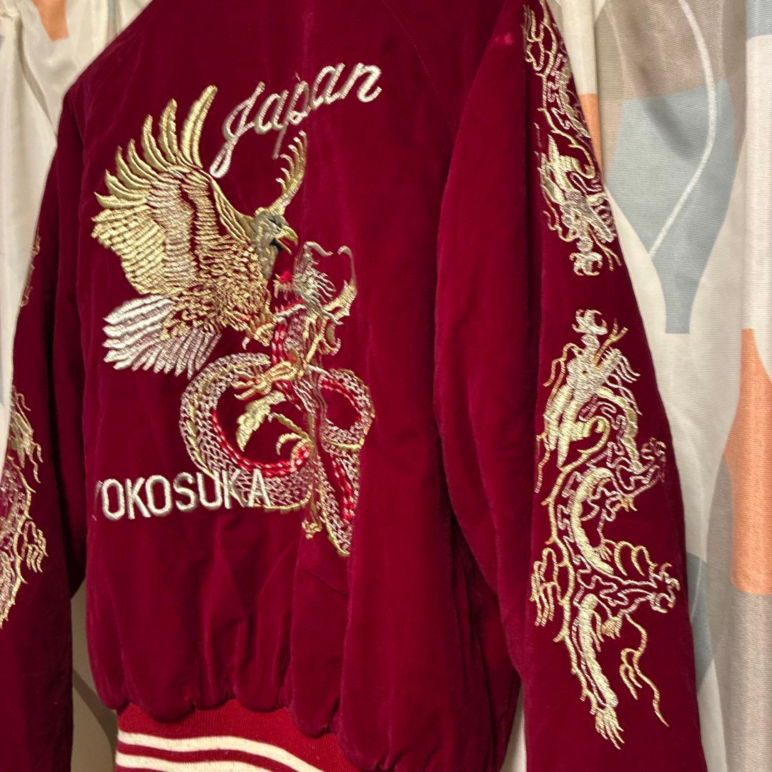 JAKE 赤　スカジャン 横須賀　別珍　ベロア