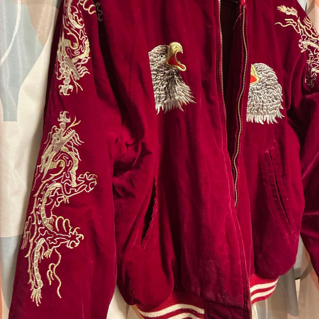 JAKE 赤　スカジャン 横須賀　別珍　ベロア