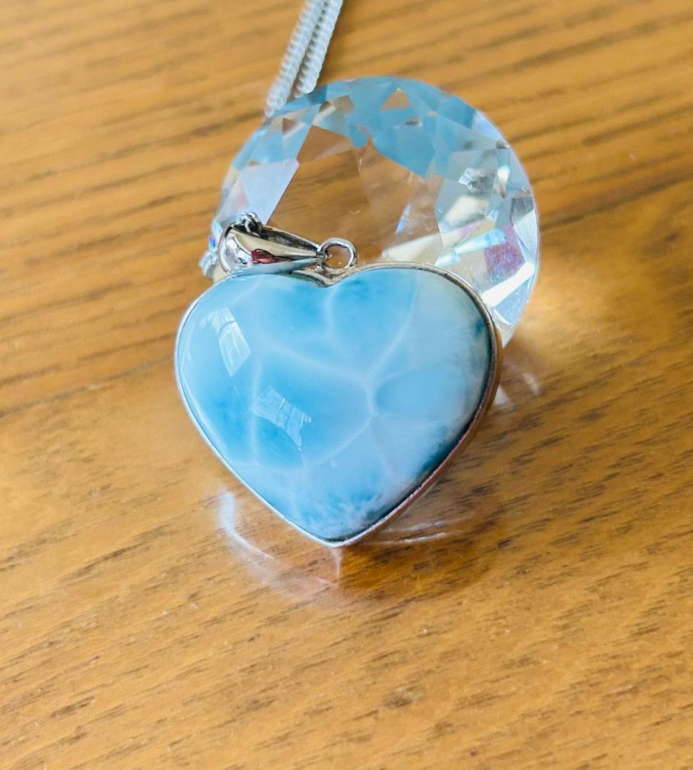 ラリマー ハート型ペンダント