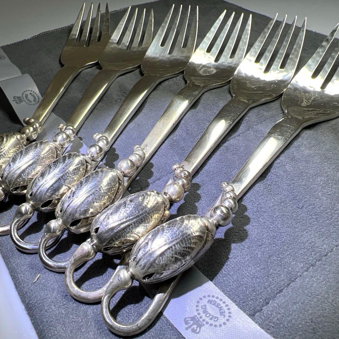 ジョージジェンセン　ブロッサムsterling925 ディナーフォーク6本　袋付