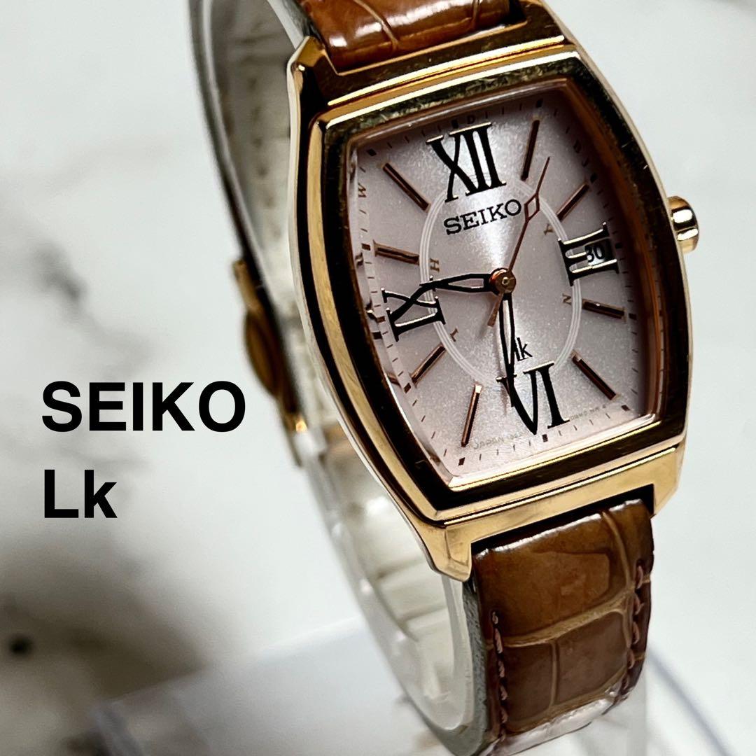 稼働美品 セイコールキア レディース腕時計 1B22-0AP0 トノー型 ピンク