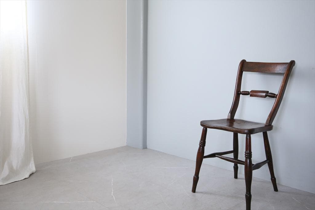 英国アンティーク木製キッチンチェア/ダイニングイス椅子/飾り棚(92-16-1)