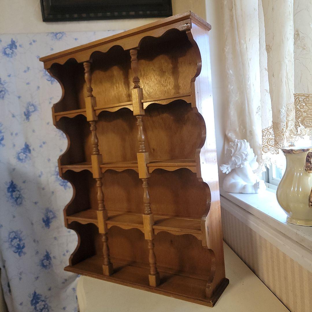 ナチュラルウッドの オープンシェルフ 　飾り棚　4段　アンティークレトロ