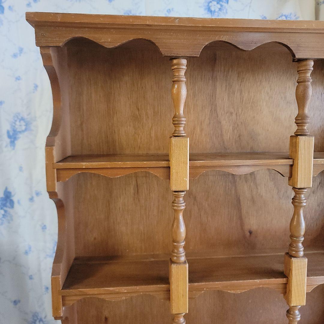 ナチュラルウッドの オープンシェルフ 　飾り棚　4段　アンティークレトロ