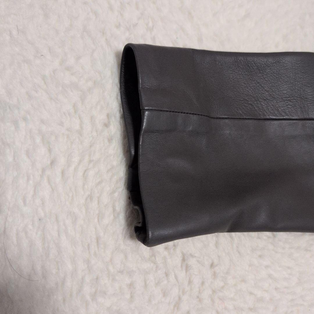 ANAYIアナイ　白タグ　羊革ラムレザー　ノーカラージャケット　グレー　38M