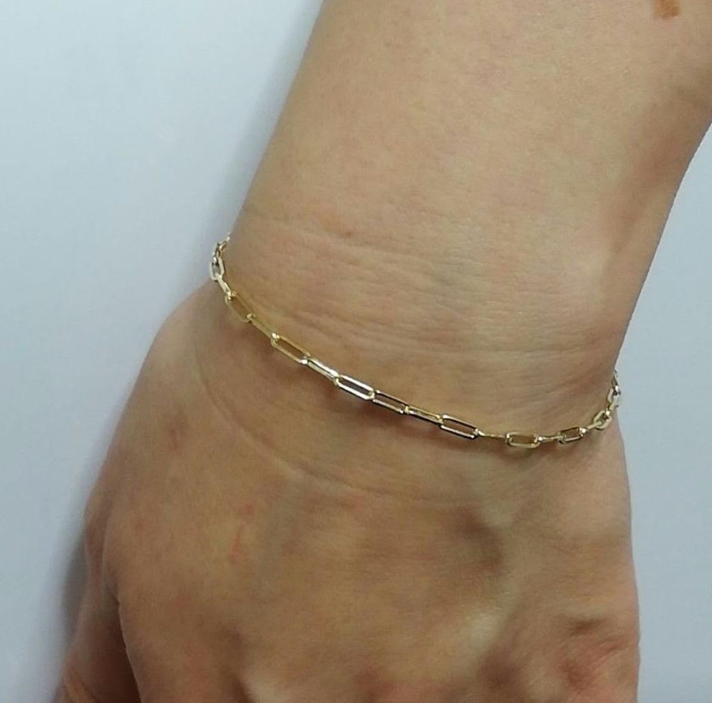 【最安値】K18 18金 18k YG ペーパークリップブレスレット 18cm
