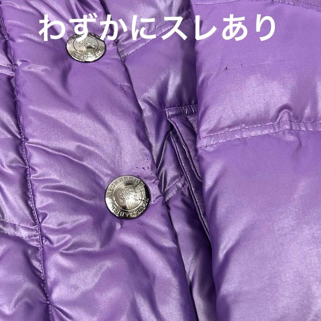 バーバリーブルーレーベル ノバチェック ロングダウンコート レディース パープル