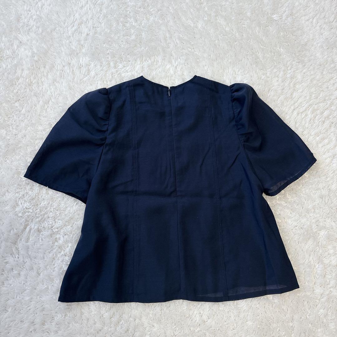 【極美品】FORME ネイビー 半袖 パフスリーブ ブラウス