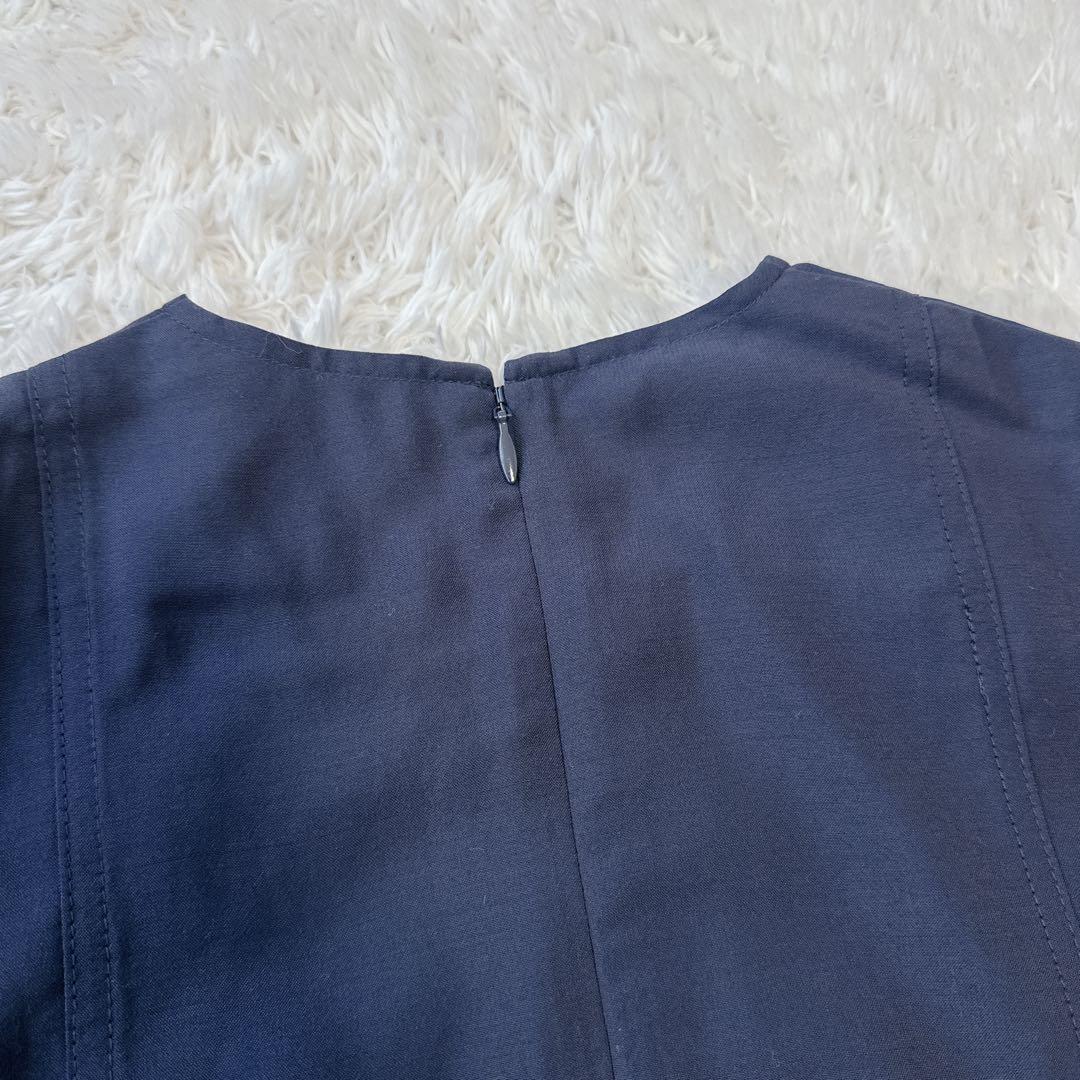 【極美品】FORME ネイビー 半袖 パフスリーブ ブラウス