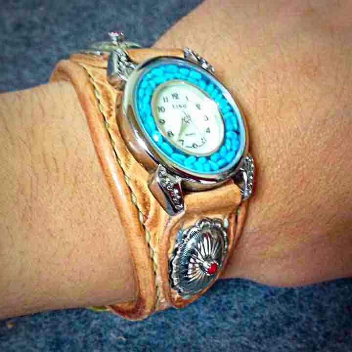 レザーウォッチ ターコイズ オーダーメイド
