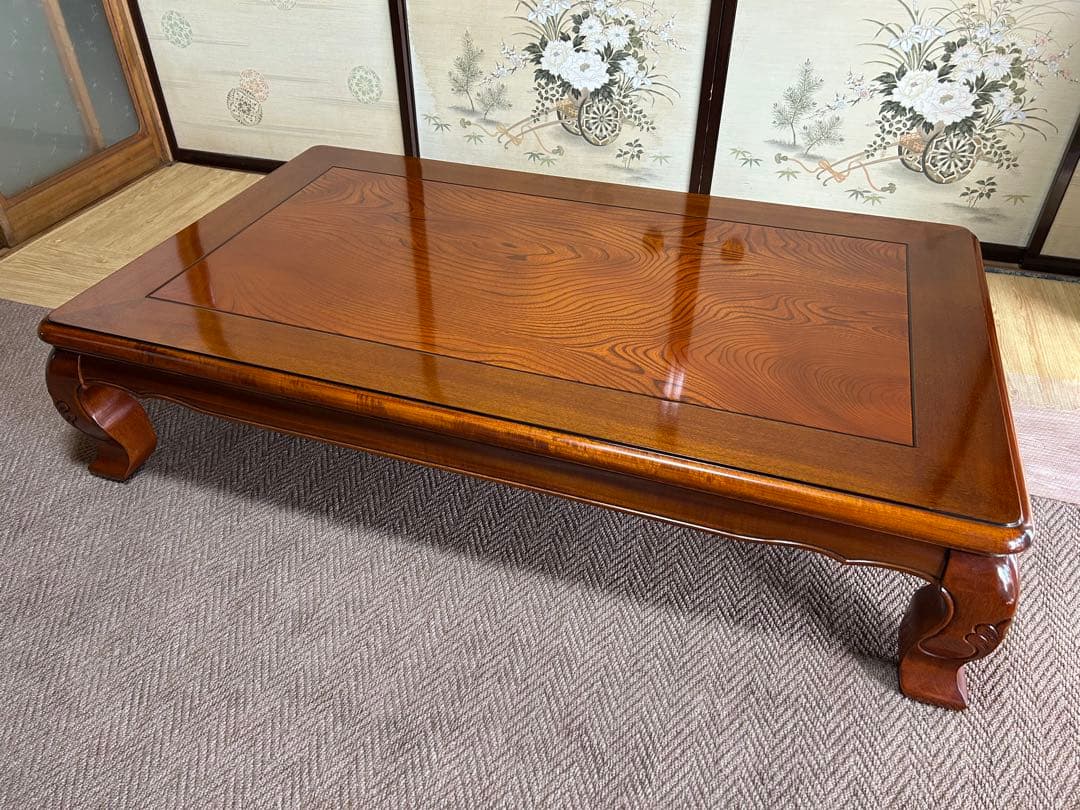 木製クラシック座卓 ブラウン