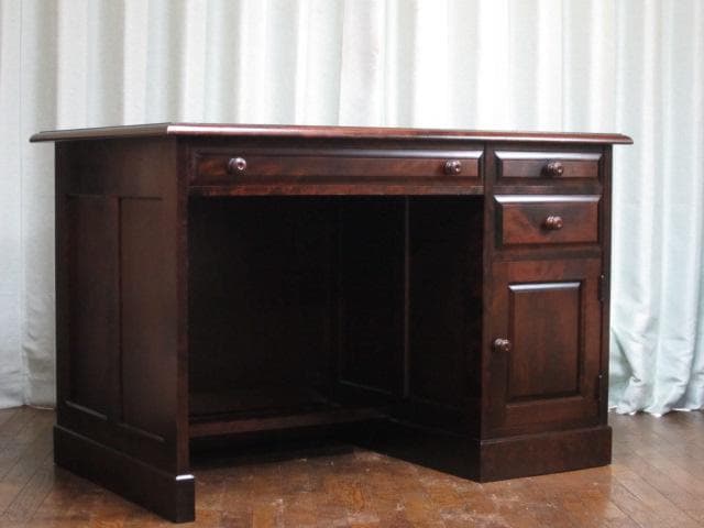 北海道民芸家具 樺 無垢材 片袖机 デスク 書斎机 北民 ホクミン 木製机