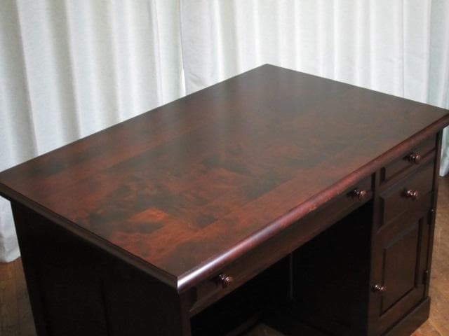 北海道民芸家具 樺 無垢材 片袖机 デスク 書斎机 北民 ホクミン 木製机