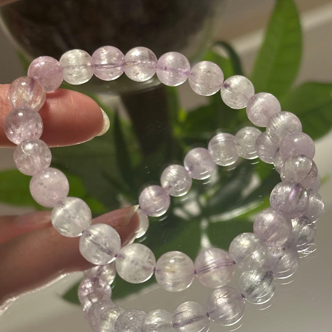 グレード高【高品質】クンツァイト シラー 美しい 天然石 ブレスレット 8mm