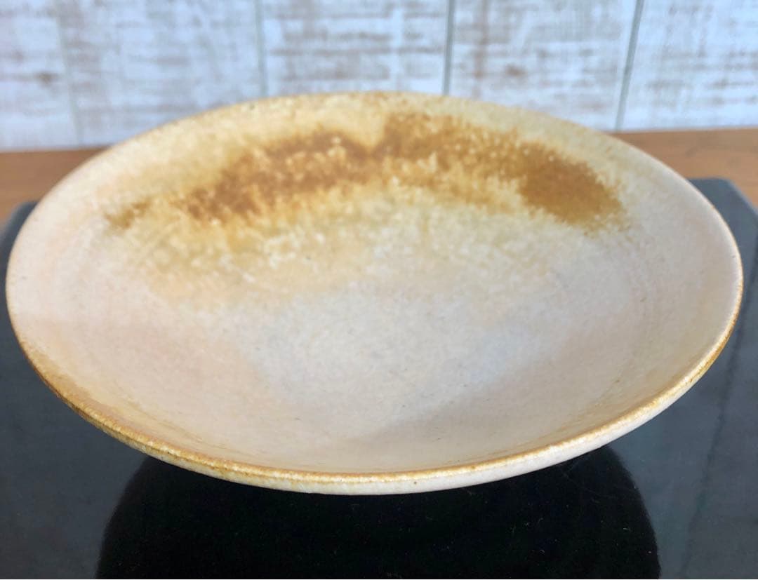 〈未使用〉大ぶりの平茶碗　失透　流し釉　たち吉　茶碗　抹茶碗　茶道具