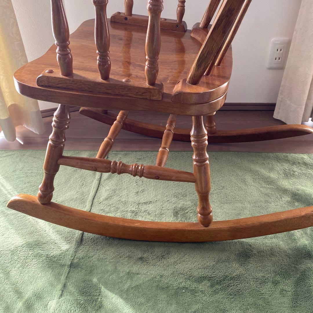 木製ロッキングチェア アームレスト付　椅子 アンティーク