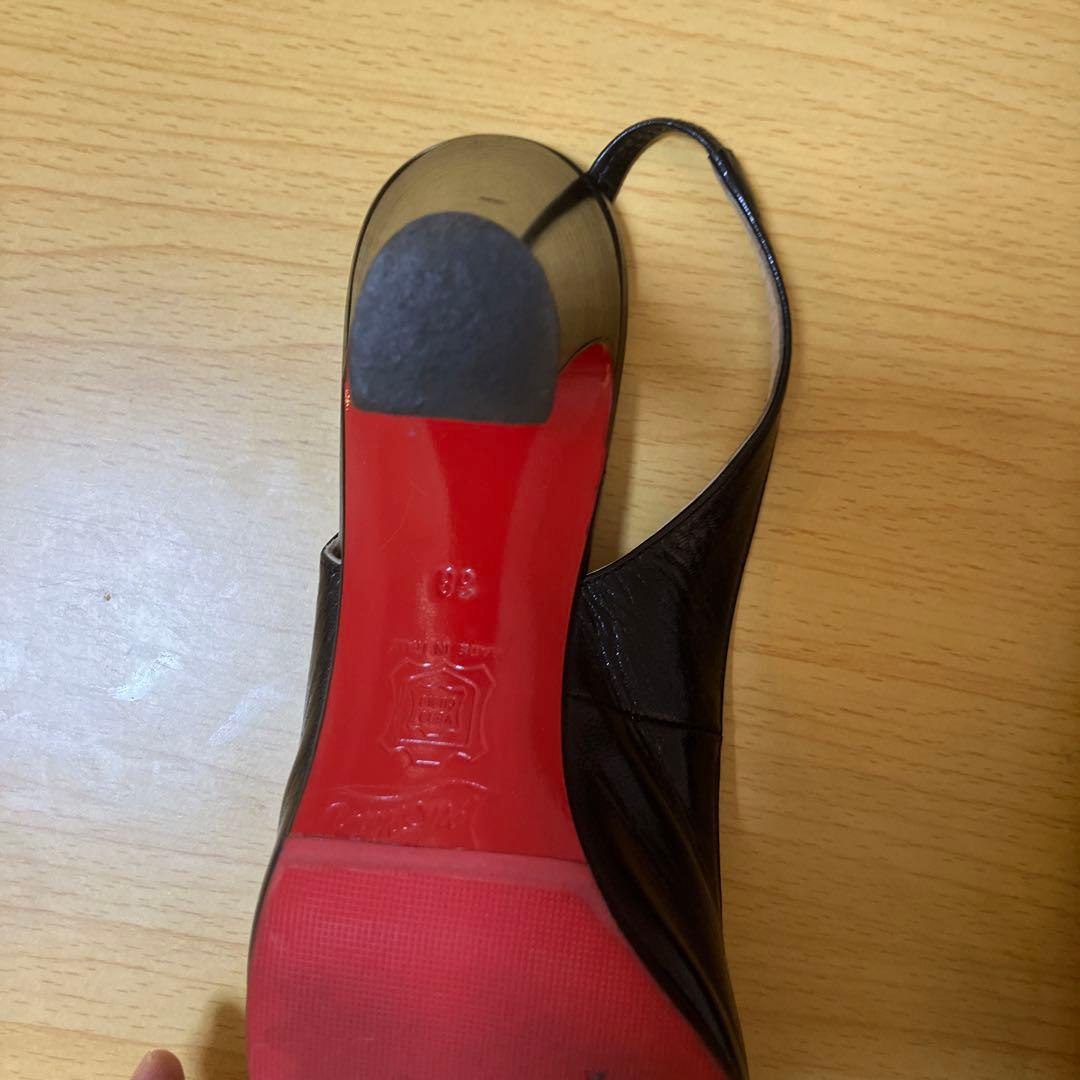 【希少】クリスチャンルブタン　チャンキーヒール　スリングバック　38