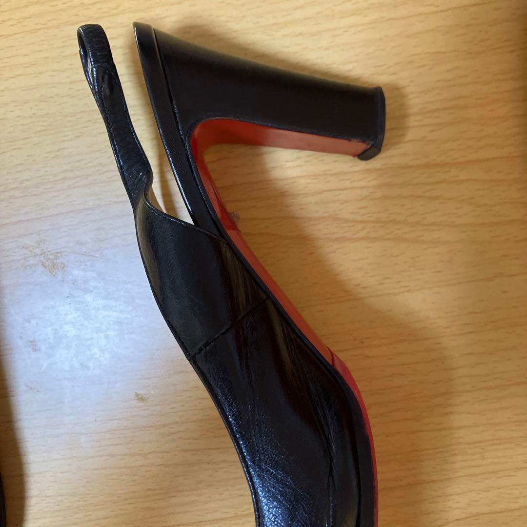 【希少】クリスチャンルブタン　チャンキーヒール　スリングバック　38