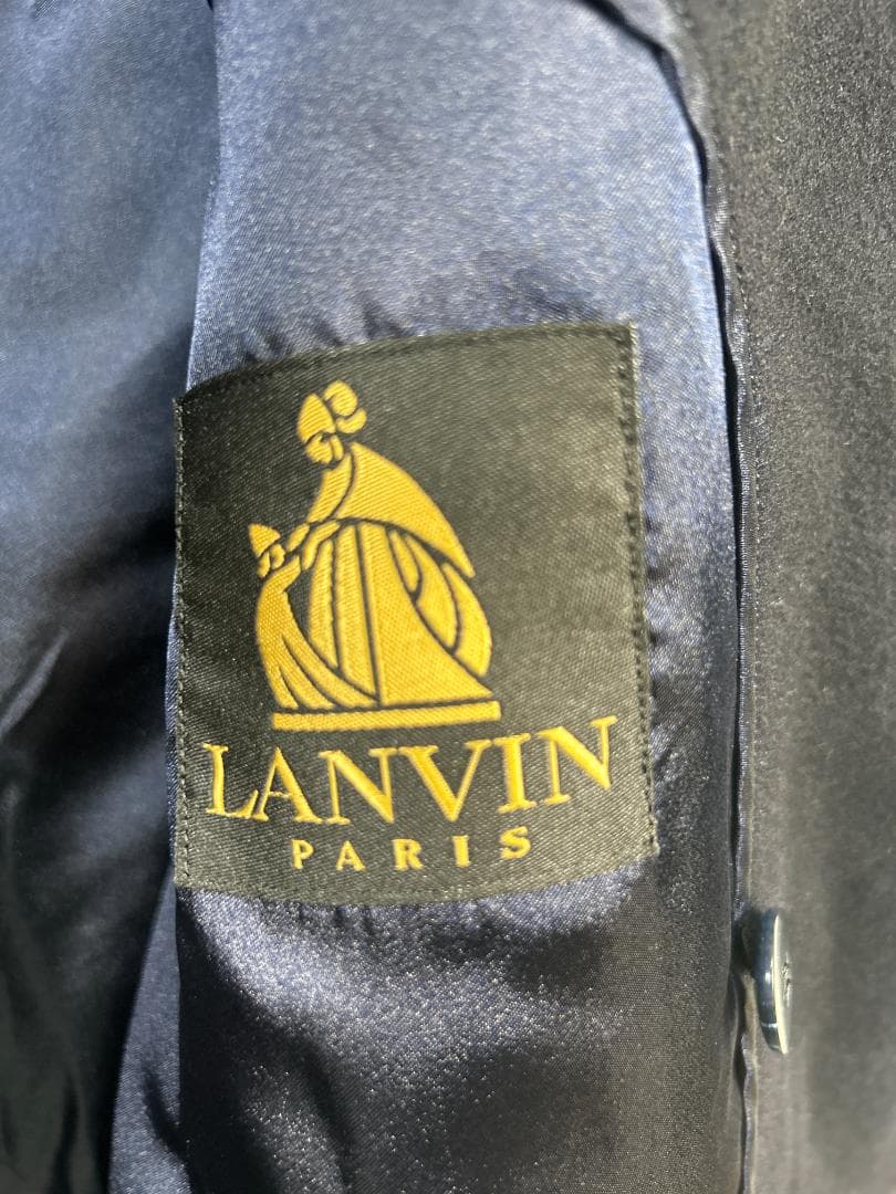 LANVIN ウール ダブルロングコート ネイビー XL相当