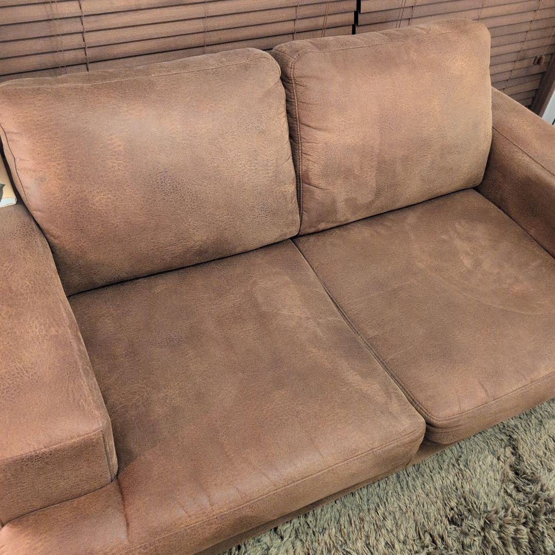 1月12日迄【東京目黒区　現地引取可の方】ソファ　ブラウンスエード調 2人掛