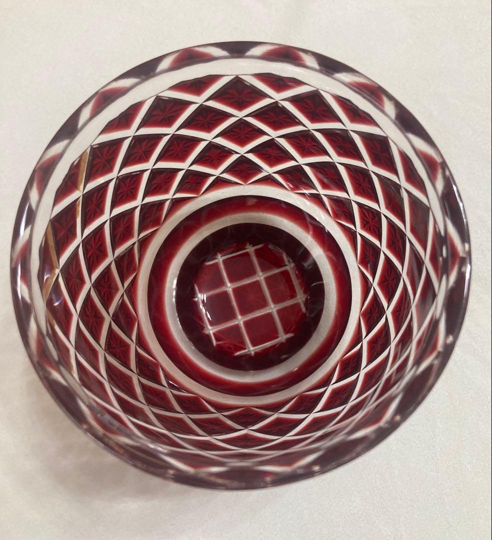 薩摩切子　小付鉢　紅　(未使用品)