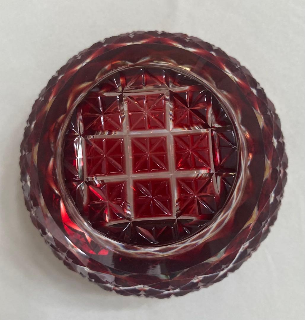 薩摩切子　小付鉢　紅　(未使用品)