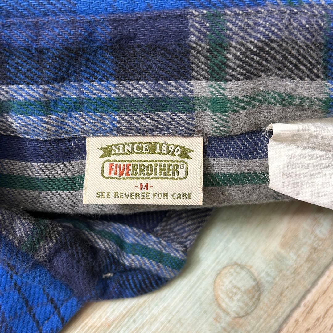 タ*カ様 好配色 90s USA製 ファイブブラザー ネルシャツ M 長袖 チェ