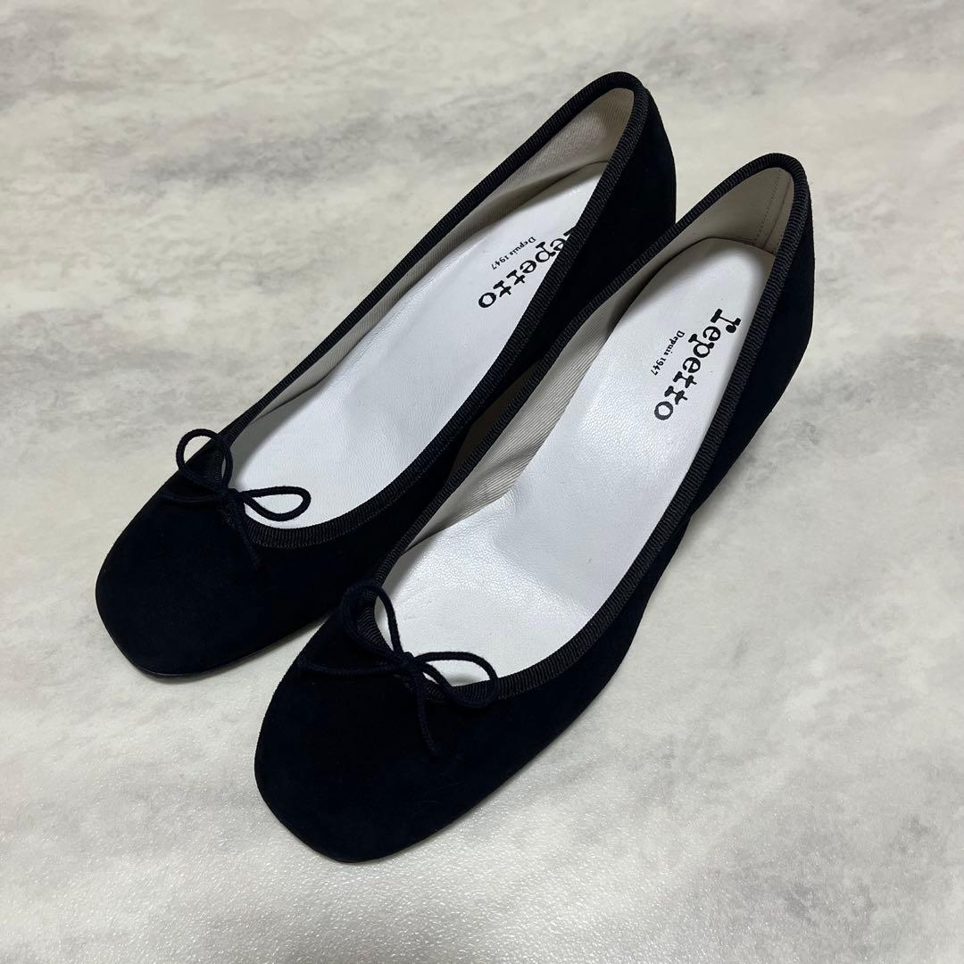 美品♡repetto パナム PANAM スクエアトゥチャンキーヒールパンプス