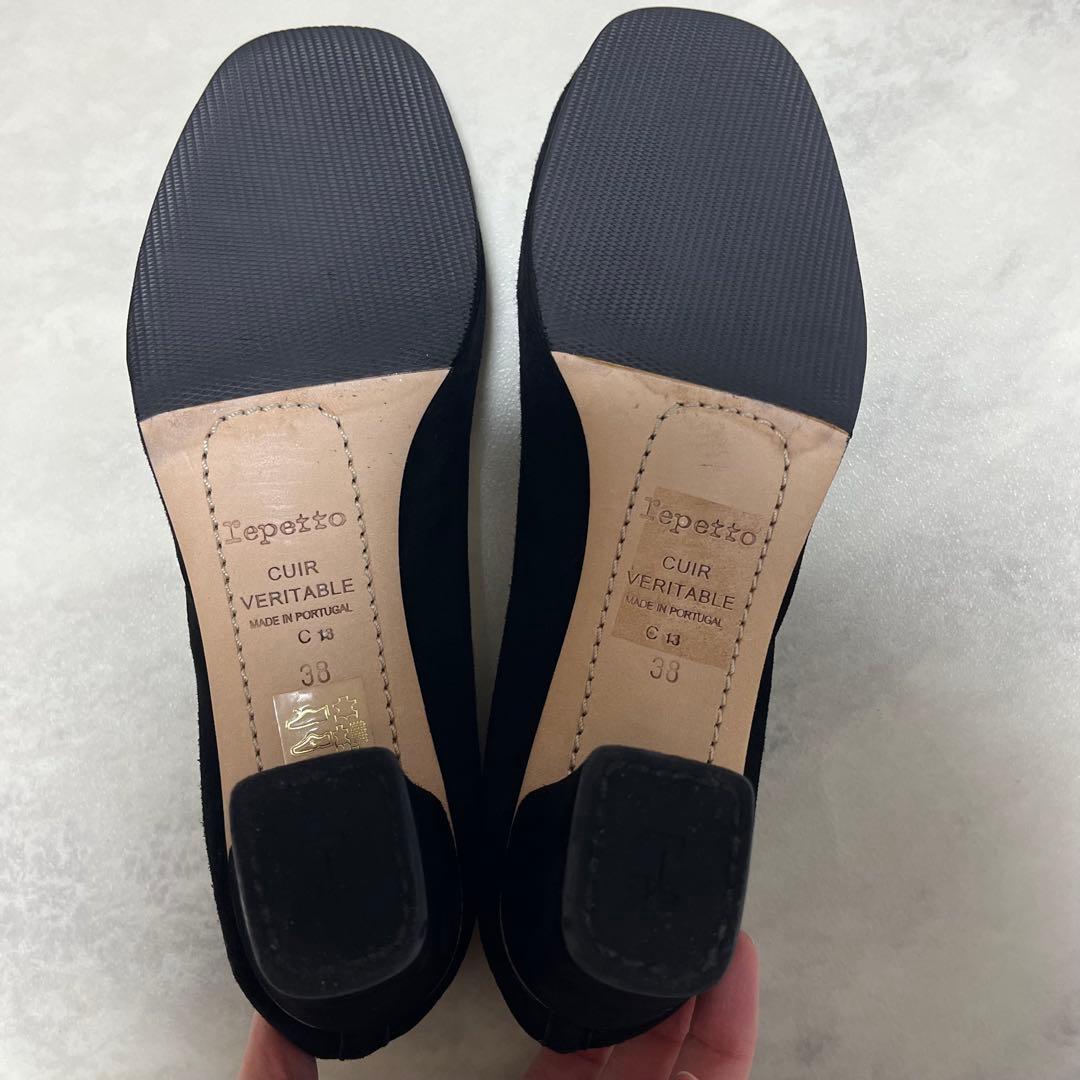 美品♡repetto パナム PANAM スクエアトゥチャンキーヒールパンプス