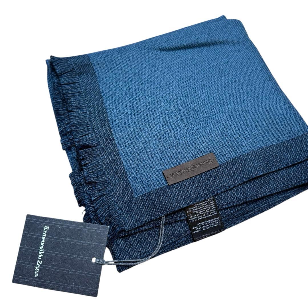 未使用 ermenegildo zegna マフラーブルー系色　リバーシブル