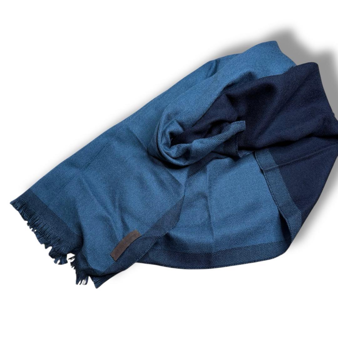 未使用 ermenegildo zegna マフラーブルー系色　リバーシブル