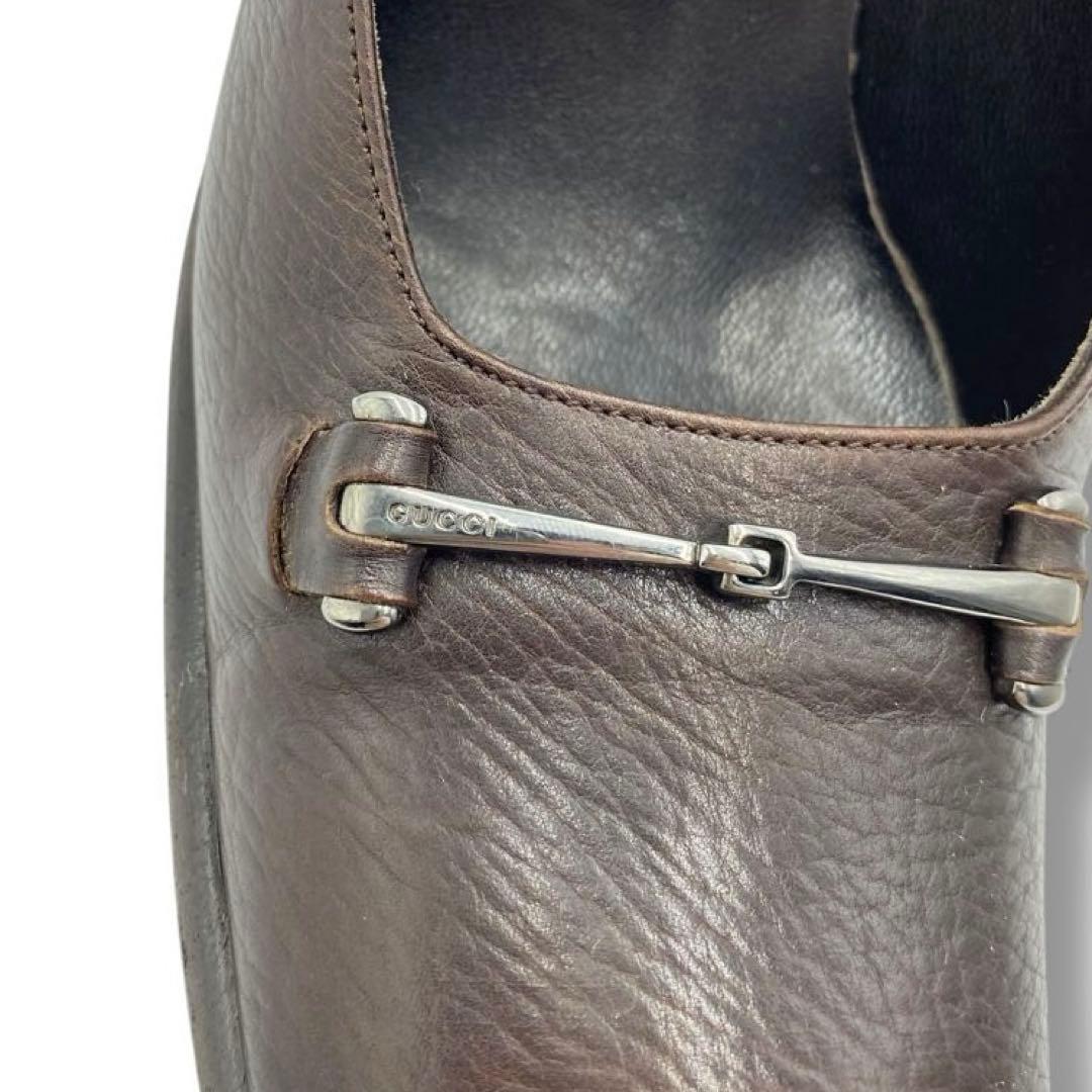 美品 GUCCI グッチ ホースビット ヒール パンプス レザー チャンキー