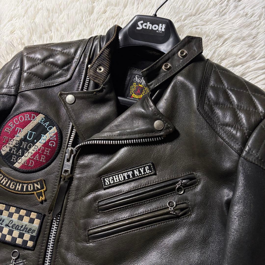 m*h様 【雰囲気抜群】schott ライダースジャケット　ダブル　本革　ワッペ