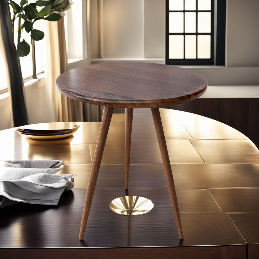 赤いクルミの北欧風丸テーブル 直径60cm 高さ72cm　モダン