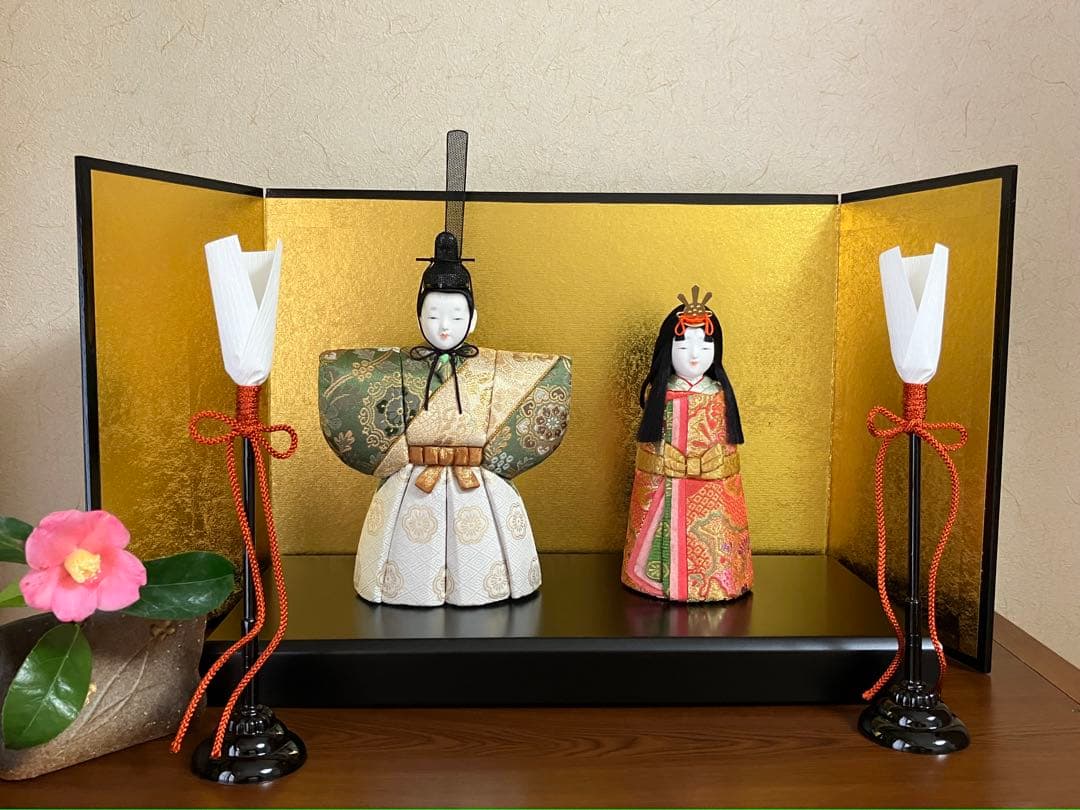 木目込み人形　「桜花立雛」