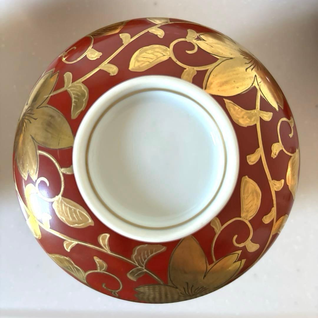 【九谷焼】鶴峰窯　金彩　蓋付き　茶碗蒸し器　汁物椀　煮物椀　昭和レトロ