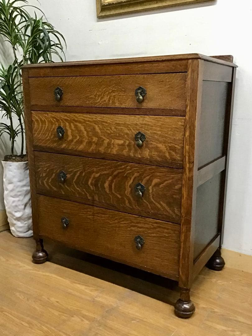 Misako☆管165☆イギリス製☆アンティーク☆オーク材☆4段チェスト